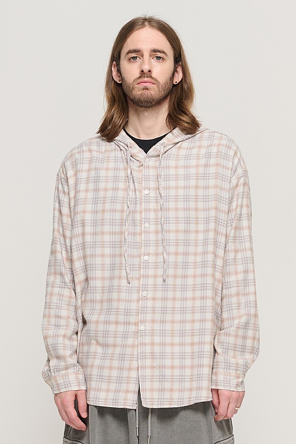 CARGOBROS - 긴팔셔츠 - VINTAGE HOOD TARTAN CHECK SHIRT (IVORY)