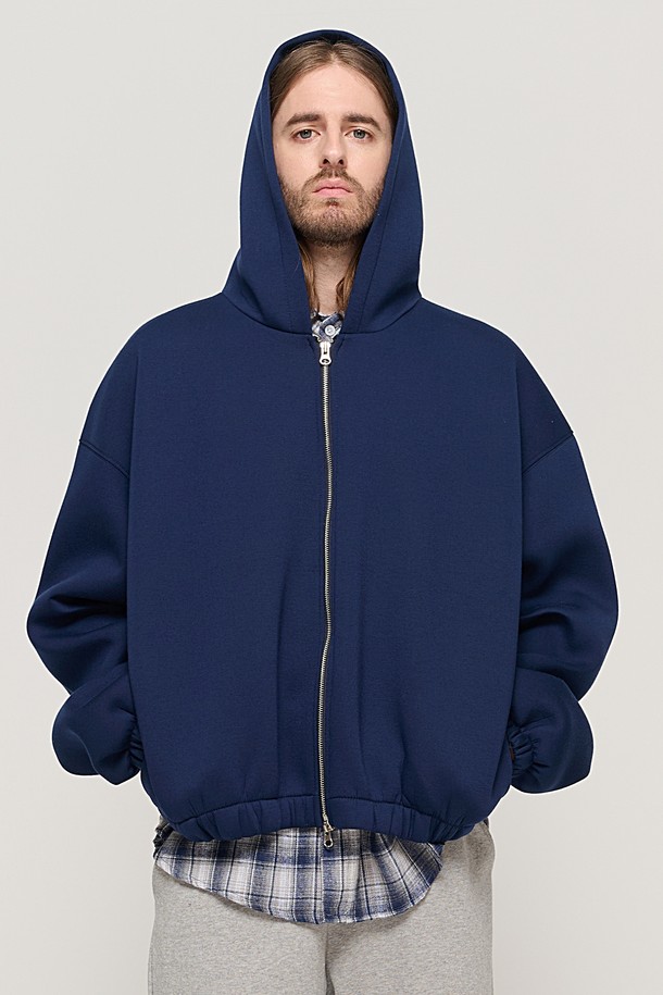 CARGOBROS - 후디 - WIDE BALLOON HOODED ZIP-UP (NAVY)