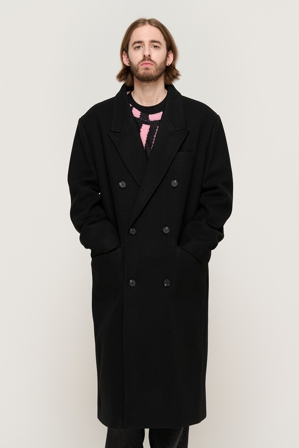 CARGOBROS - 코트 - SEMI OVER MAXI DOUBLE LONG COAT (BLACK)