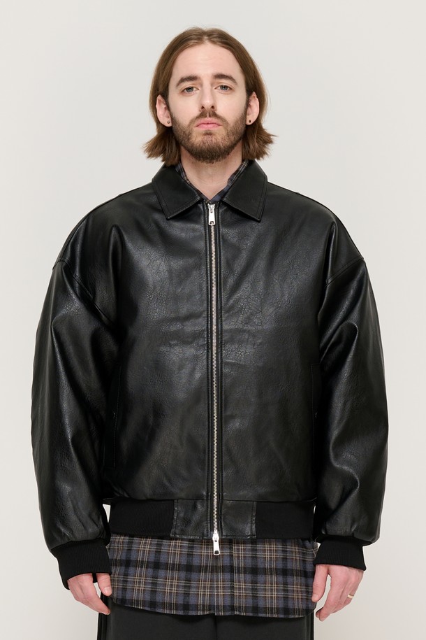 CARGOBROS - 블루종/점퍼 - LIKE ECO LEATHER JUMPER (BLACK)