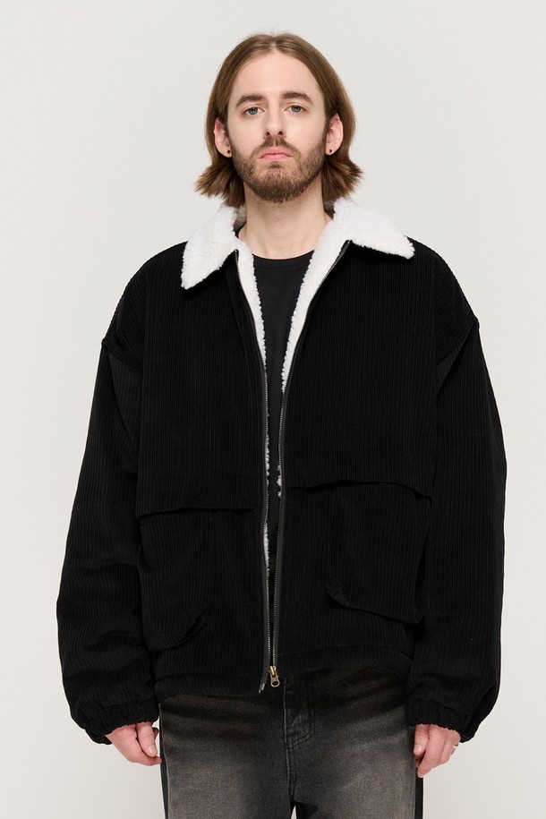 CARGOBROS - 블루종/점퍼 - CORDUROY TRACKER WOOL WOLK JUMPER (BLACK)