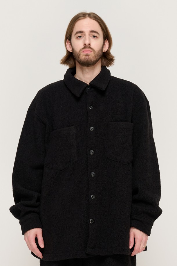 CARGOBROS - 긴팔셔츠 - TEDDY OVER FLEECE SHIRT (BLACK)