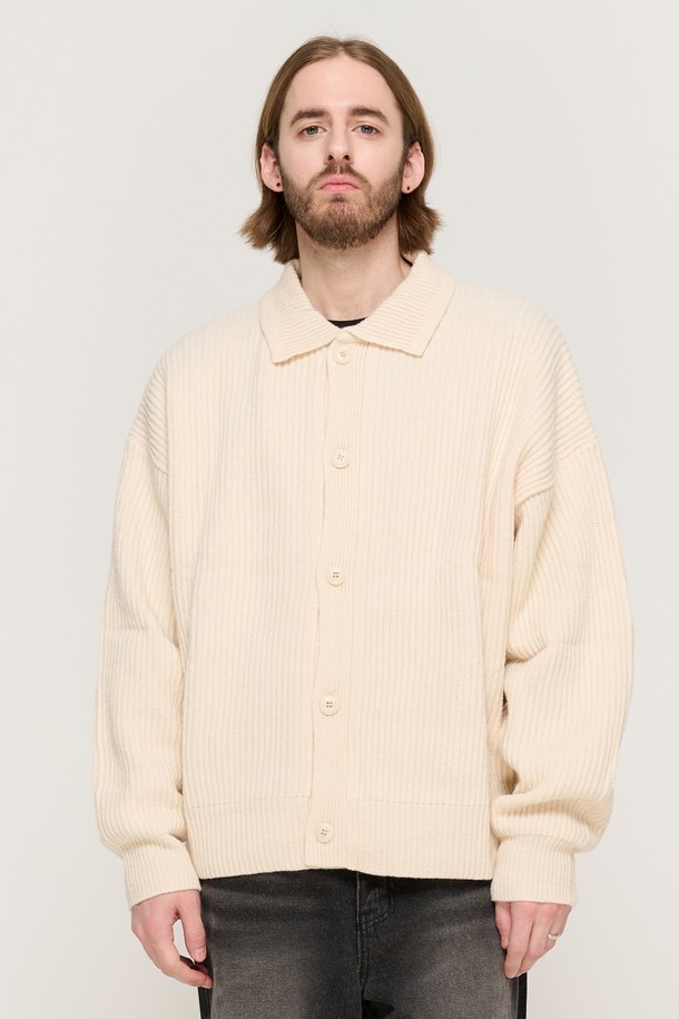 CARGOBROS - 가디건 - BUTTON POINT KNIT CARDIGAN (IVORY)