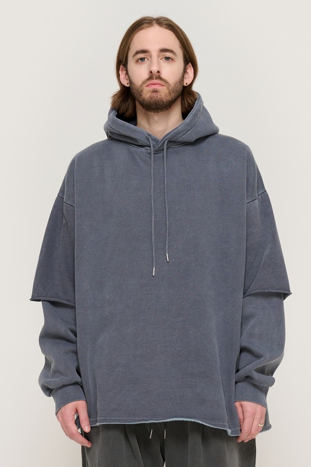 CARGOBROS - 후디 - PIGMENT WASHED LAYERED OVER HOOD (NAVY)