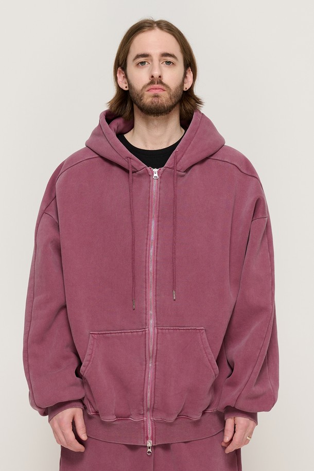 CARGOBROS - 후디 - PIGMENT DYING HOOD ZIP-UP (BURGUNDY)