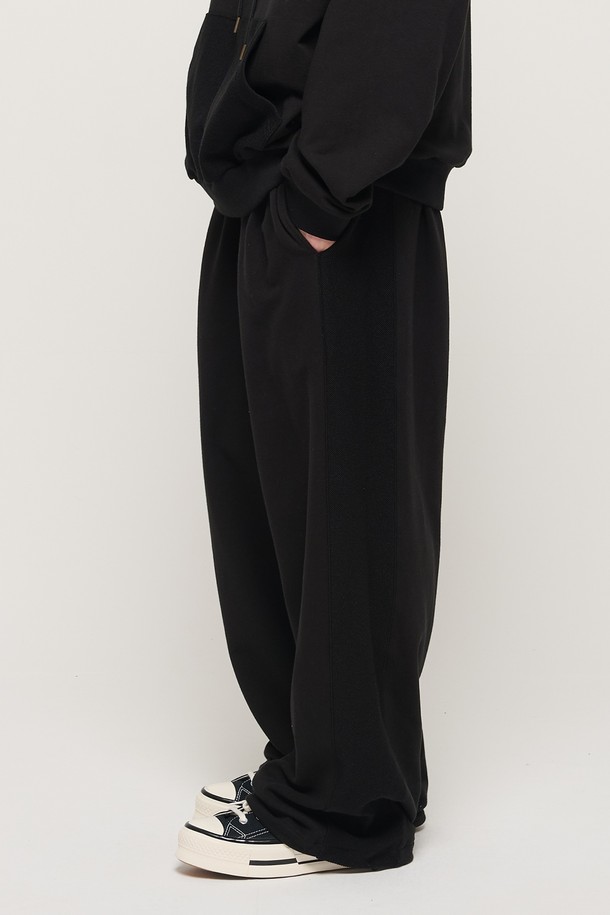 CARGOBROS - 캐주얼팬츠 - Y2K STYLE BASIC OVERSIZED SWEAT PANTS (BLACK)