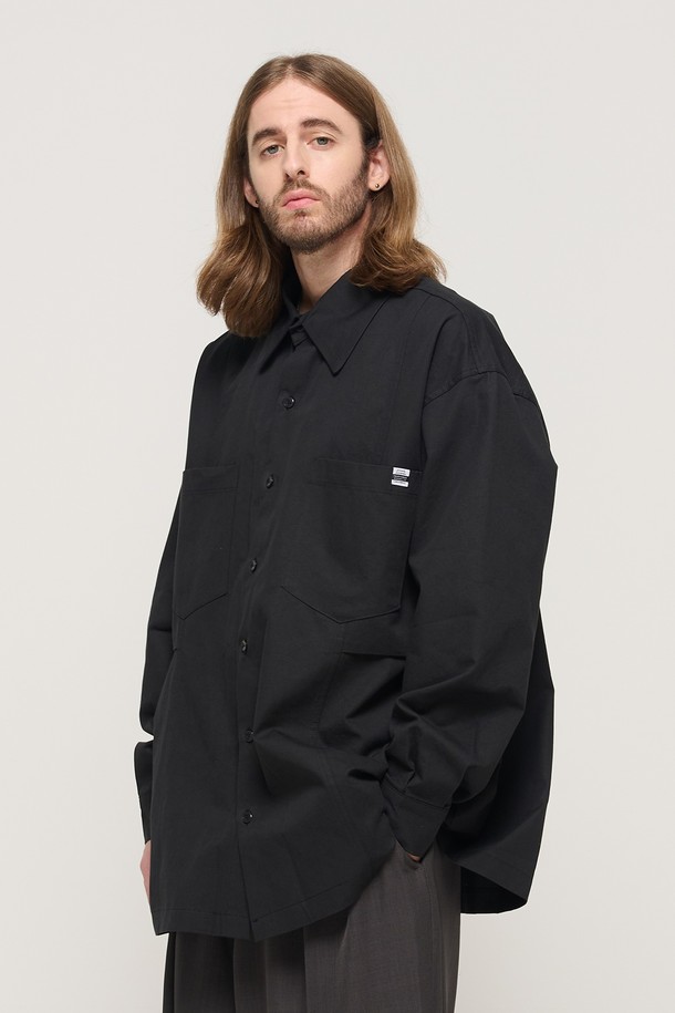 CARGOBROS - 긴팔셔츠 - OXFORD LINE TWO-POCKET OVERSHIRT (BLACK)