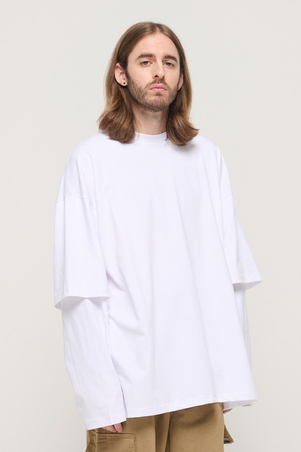 CARGOBROS - 긴팔티셔츠 - DESIGN YOUTH LAYERED OVERSIZED T-SHIRT (WHITE)