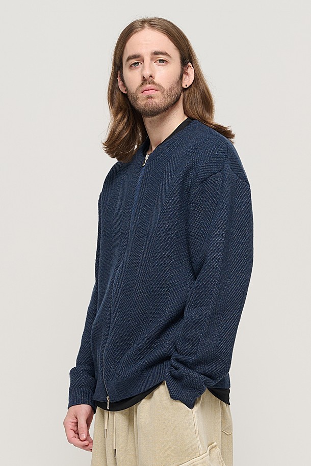 CARGOBROS - 가디건 - WASHABLE 2-WAY KNIT HACHI CARDIGAN (NAVY)