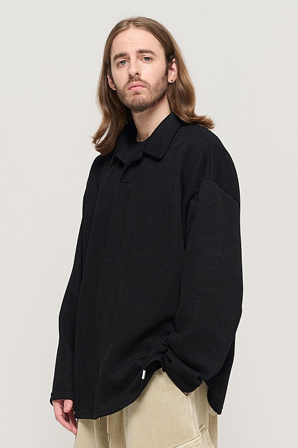 CARGOBROS - 스웨터 - CB COLLAR OVER KNIT (BLACK)