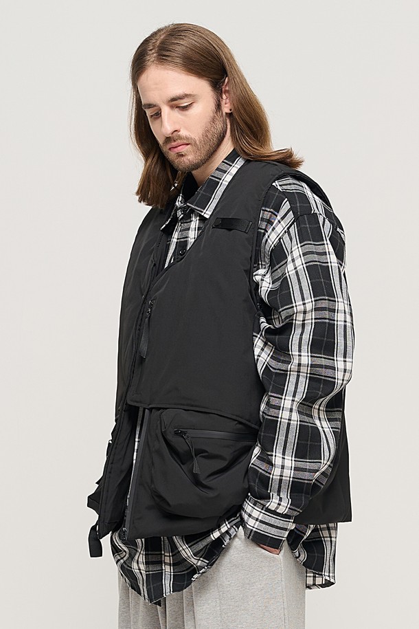 CARGOBROS - 베스트 - CB QUILTING MUTI POCKET PADDING VEST (BLACK)