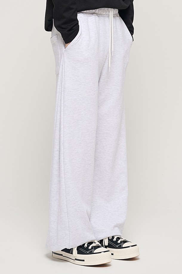 CARGOBROS - 캐주얼팬츠 - SIDE PINTUCK STANDARD SEMI-WIDE STRING PANTS (RIGHT GRAY)