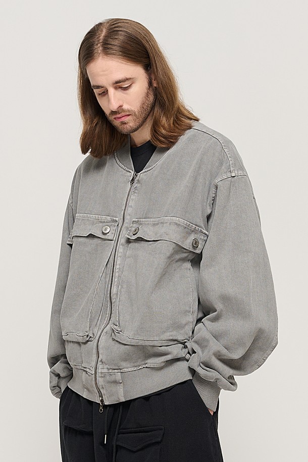 CARGOBROS - 블루종/점퍼 - VINTAGE PIGMENT POCKET POINT WORK JACKET (GRAY)