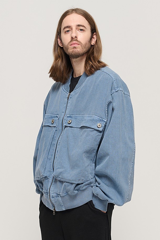 CARGOBROS - 블루종/점퍼 - VINTAGE PIGMENT POCKET POINT WORK JACKET (BLUE)