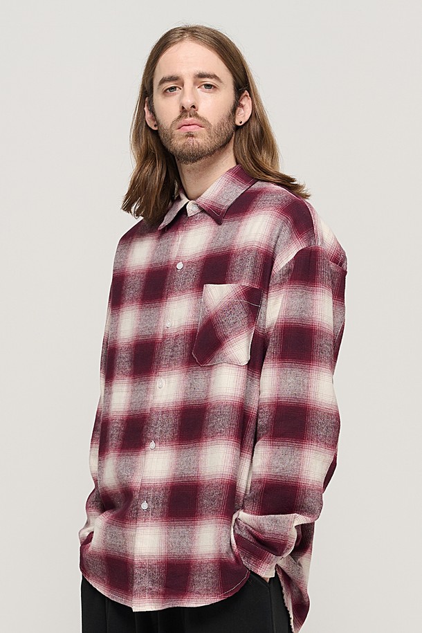 CARGOBROS - 긴팔셔츠 - OMBRE FLANNEL CHECK SHIRT (RED)