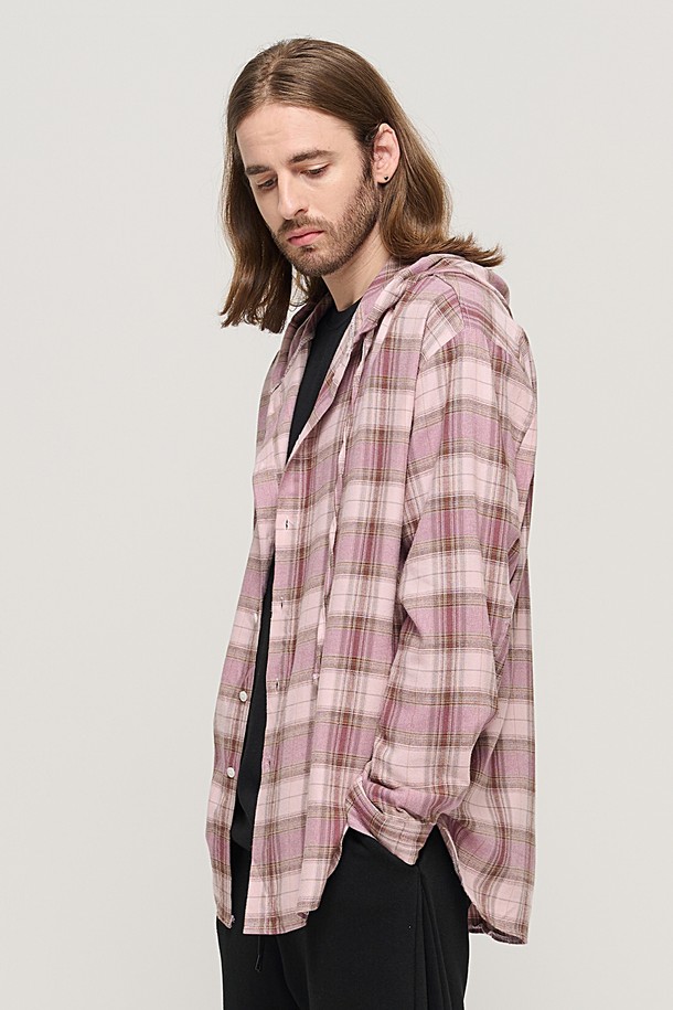 CARGOBROS - 긴팔셔츠 - VINTAGE HOOD TARTAN CHECK SHIRT (PINK)