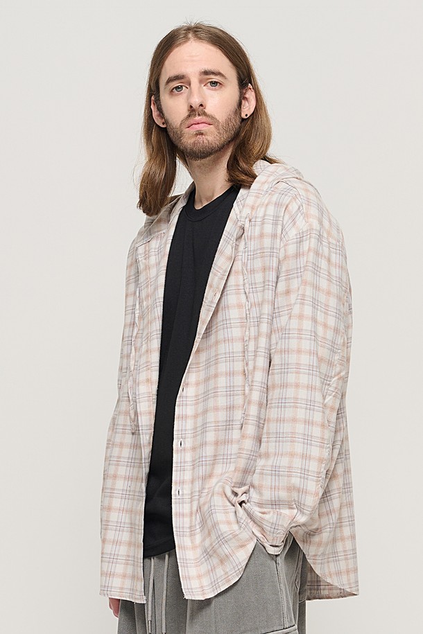 CARGOBROS - 긴팔셔츠 - VINTAGE HOOD TARTAN CHECK SHIRT (IVORY)