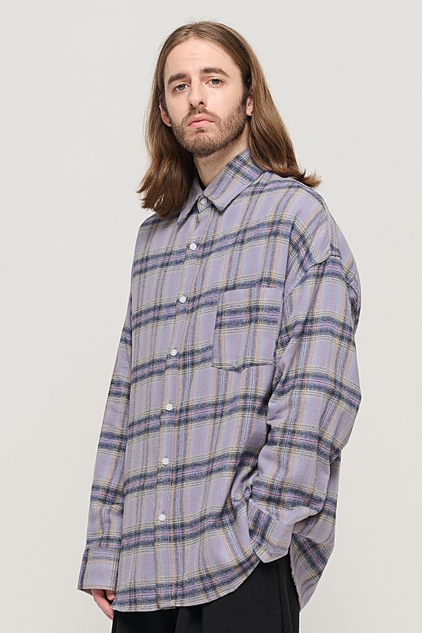 CARGOBROS - 긴팔셔츠 - CB FLANNEL OVER CHECK SHIRT (LAVENDER)