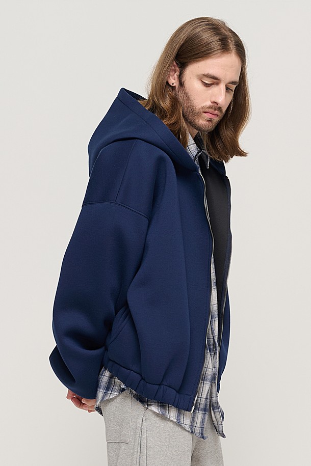 CARGOBROS - 후디 - WIDE BALLOON HOODED ZIP-UP (NAVY)