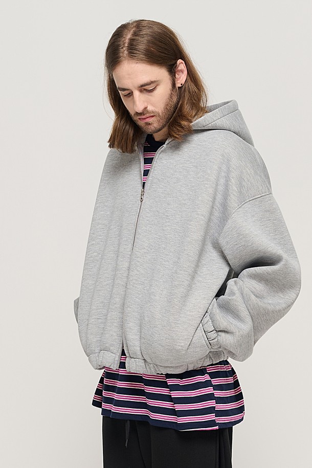 CARGOBROS - 후디 - WIDE BALLOON HOODED ZIP-UP (GRAY)