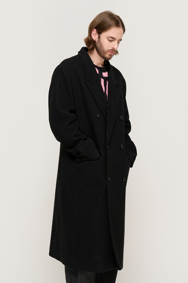 CARGOBROS - 코트 - SEMI OVER MAXI DOUBLE LONG COAT (BLACK)