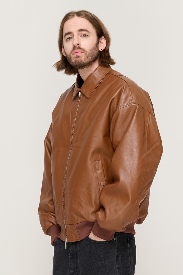 CARGOBROS - 블루종/점퍼 - LIKE ECO LEATHER JUMPER (BROWN)