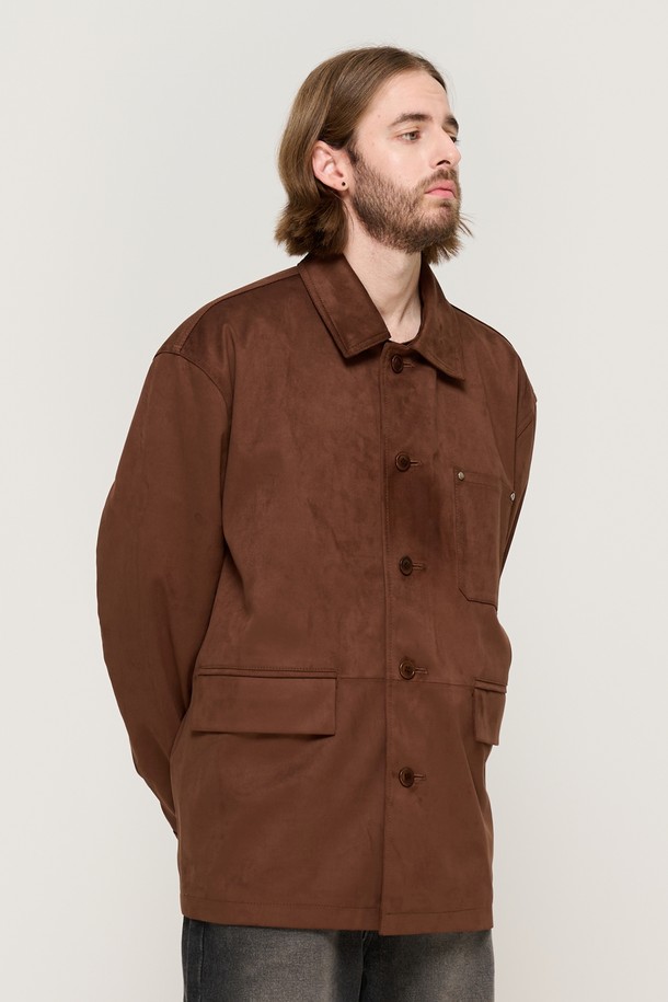 CARGOBROS - 블루종/점퍼 - SUEDE SEMI HALF JACKET (BROWN)