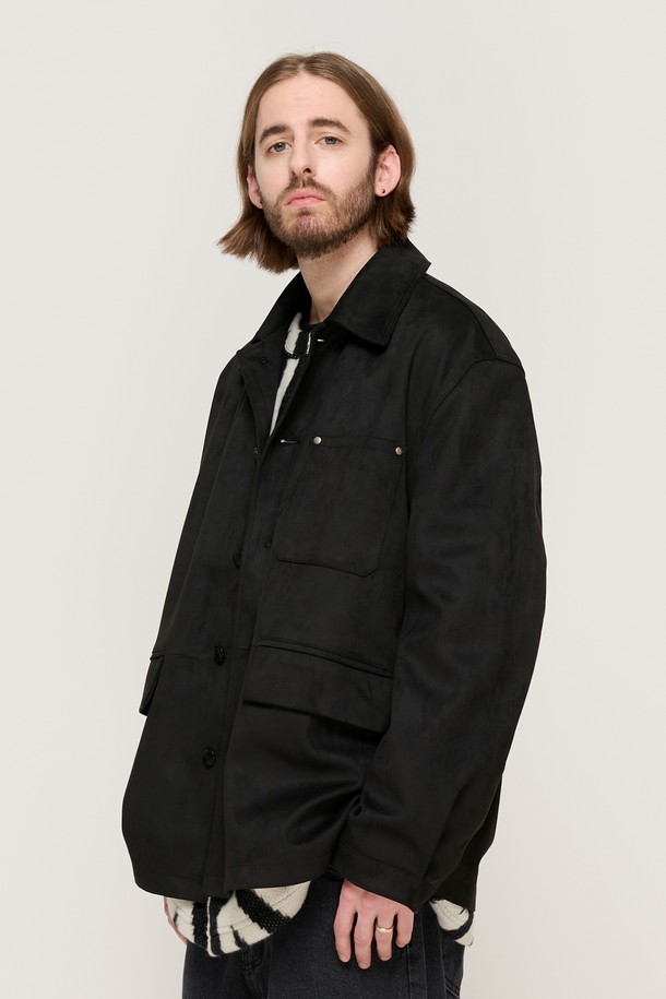 CARGOBROS - 블루종/점퍼 - SUEDE SEMI HALF JACKET (BLACK)