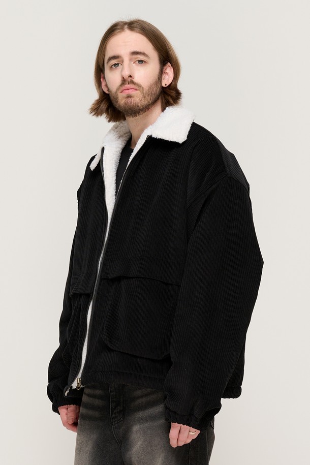 CARGOBROS - 블루종/점퍼 - CORDUROY TRACKER WOOL WOLK JUMPER (BLACK)