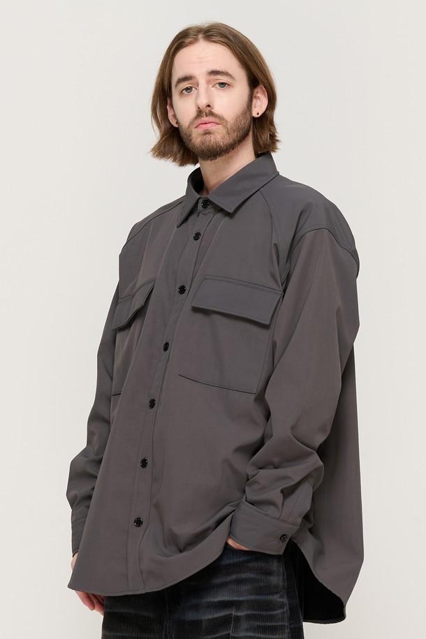 CARGOBROS - 긴팔셔츠 - TWO POCKET NYLON NAPPING SHIRT (CHARCOAL)