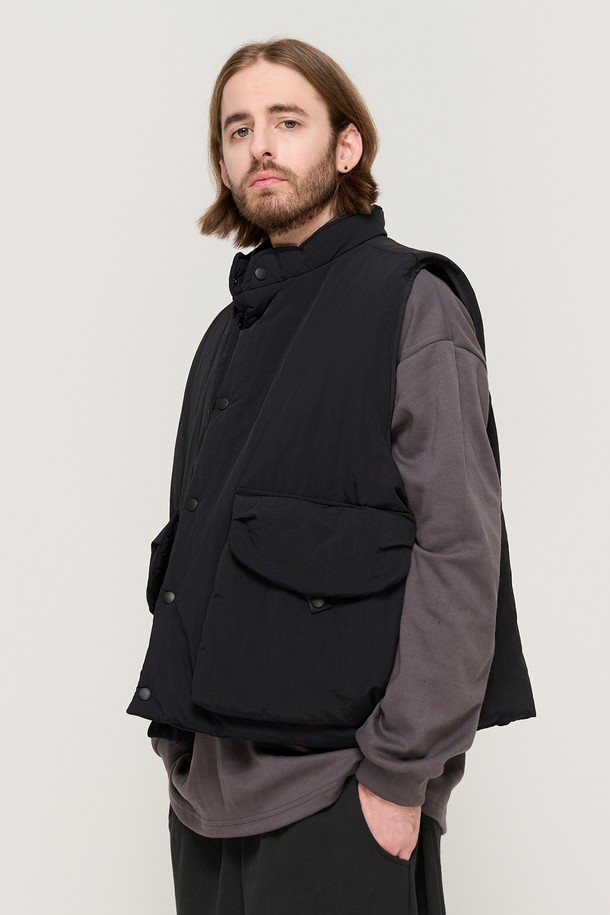 CARGOBROS - 베스트 - TWO-TO-TWO DOUBLE-POCKET PADDING VEST (BLACK)