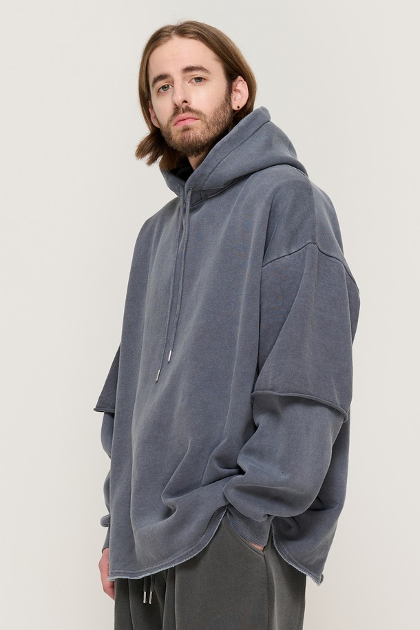 CARGOBROS - 후디 - PIGMENT WASHED LAYERED OVER HOOD (NAVY)