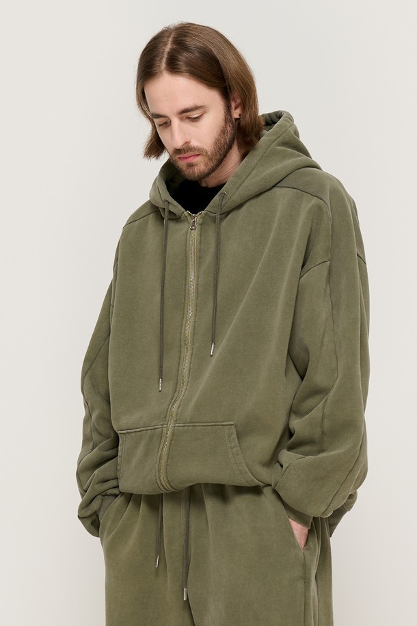 CARGOBROS - 후디 - PIGMENT DYING HOOD ZIP-UP (KHAKI)