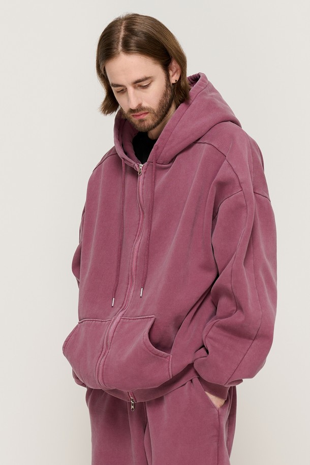 CARGOBROS - 후디 - PIGMENT DYING HOOD ZIP-UP (BURGUNDY)