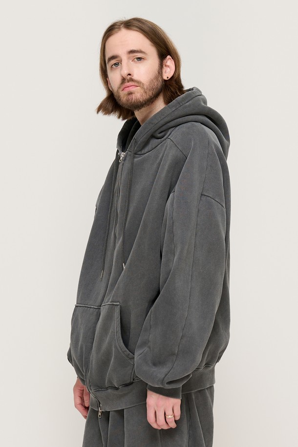 CARGOBROS - 후디 - PIGMENT DYING HOOD ZIP-UP (CHARCOAL)