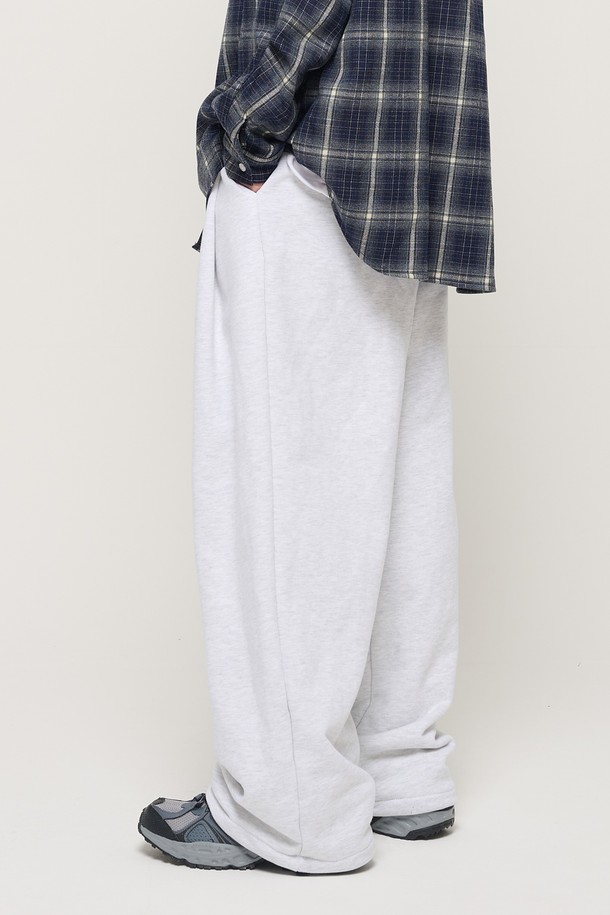 CARGOBROS - 캐주얼팬츠 - PIN TUCK WIDE BAND STRING PANTS (LIGHT GARY)