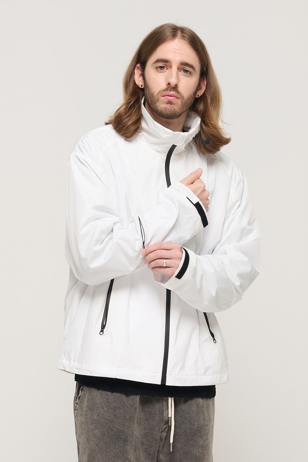 CARGOBROS - 블루종/점퍼 - WATERPROOF ZIPPER POINT WIND BREAKER (WHITE)