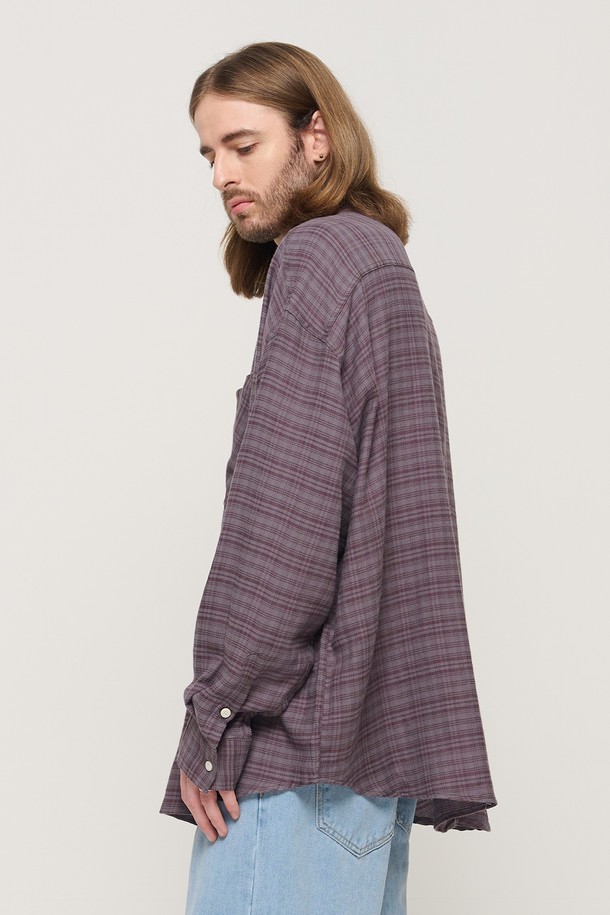 CARGOBROS - 긴팔셔츠 - VINTAGE ROLLING BOXY OVERSIZED CHECK SHIRT (GRAY)