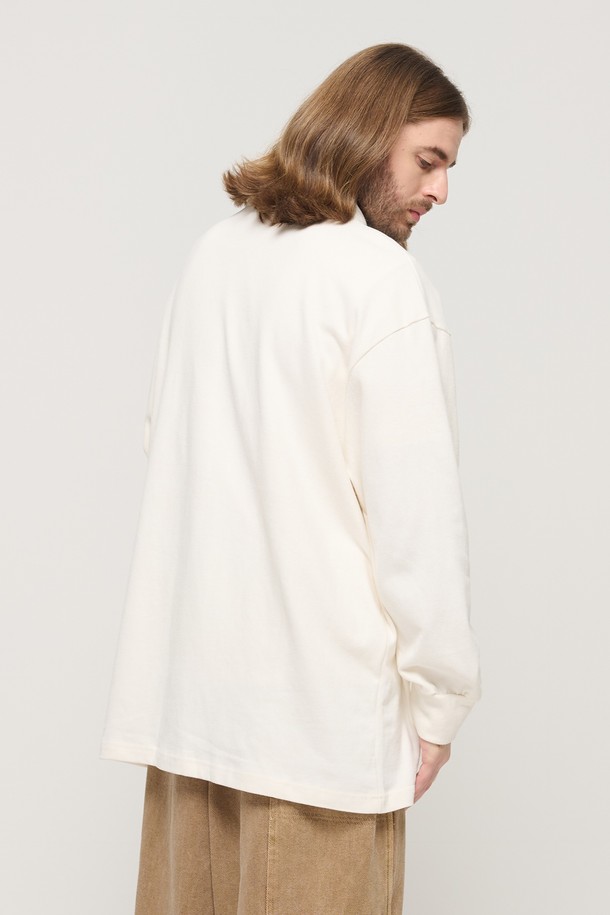 CARGOBROS - 긴팔티셔츠 - PULLOVER OVERSIZED LONG SLEEVE COLLAR T-SHIRT (IVORY)