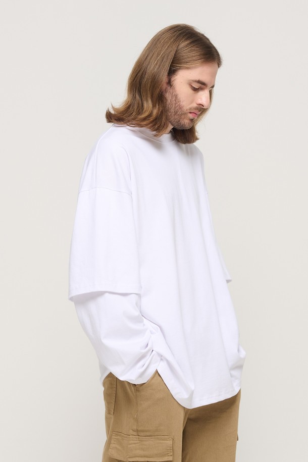 CARGOBROS - 긴팔티셔츠 - DESIGN YOUTH LAYERED OVERSIZED T-SHIRT (WHITE)