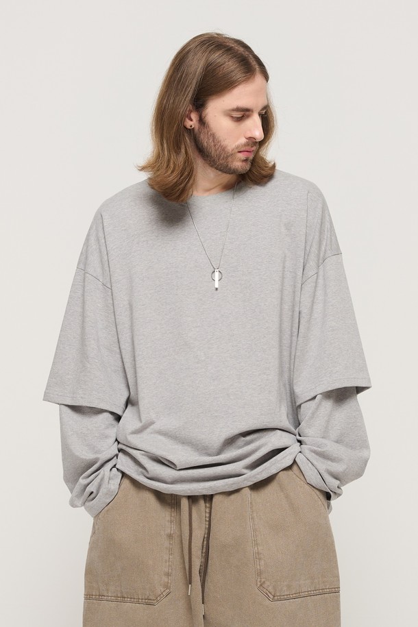 CARGOBROS - 긴팔티셔츠 - DESIGN YOUTH LAYERED OVERSIZED T-SHIRT (GRAY)