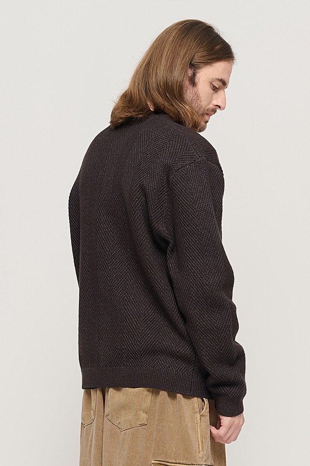 CARGOBROS - 가디건 - WASHABLE 2-WAY KNIT HACHI CARDIGAN (BROWN)