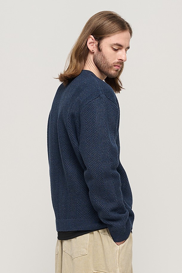 CARGOBROS - 가디건 - WASHABLE 2-WAY KNIT HACHI CARDIGAN (NAVY)