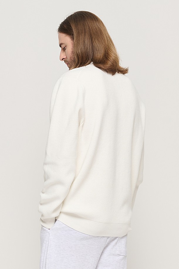 CARGOBROS - 스웨터 - CASH HENLEY NECK SEMI-OVER SOFT KNIT (WHITE)