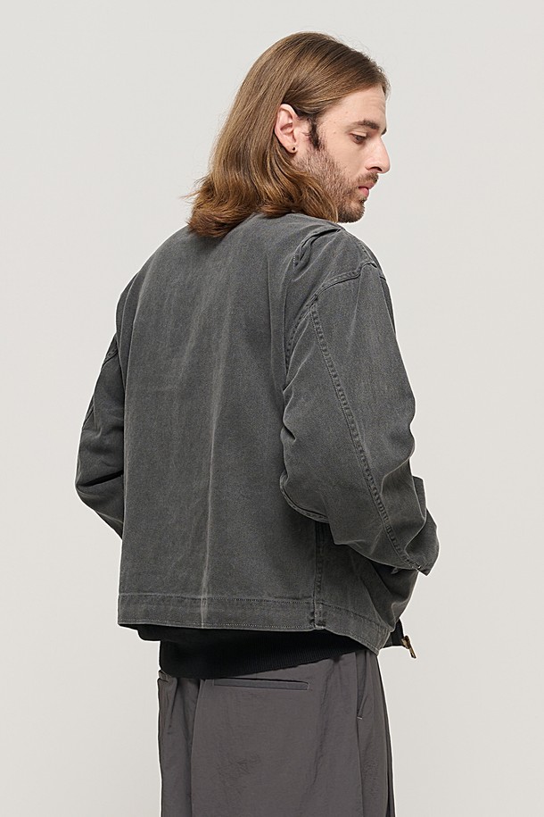 CARGOBROS - 블루종/점퍼 - VINTAGE PIGMENT WORK TRUCKER JACKET (BLACK)