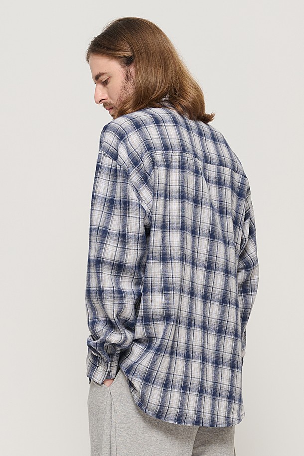 CARGOBROS - 긴팔셔츠 - GRANG OVERSIZED CHECK SHIRT (NAVY)