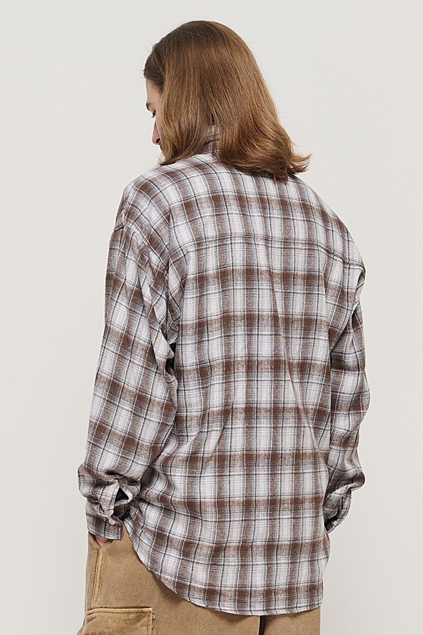 CARGOBROS - 긴팔셔츠 - GRANG OVERSIZED CHECK SHIRT (BROWN)