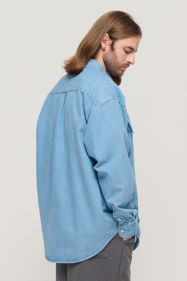 CARGOBROS - 긴팔셔츠 - TWO POCKET DENIM OVER SHIRT (BLUE)