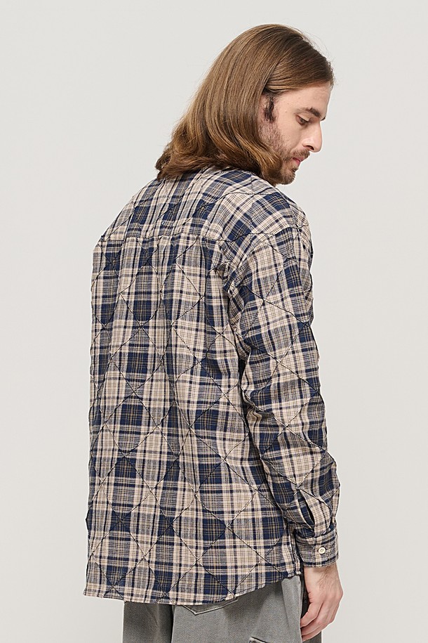 CARGOBROS - 긴팔셔츠 - SLIM QUILTING POINT CHECK SHIRT (NAVY)