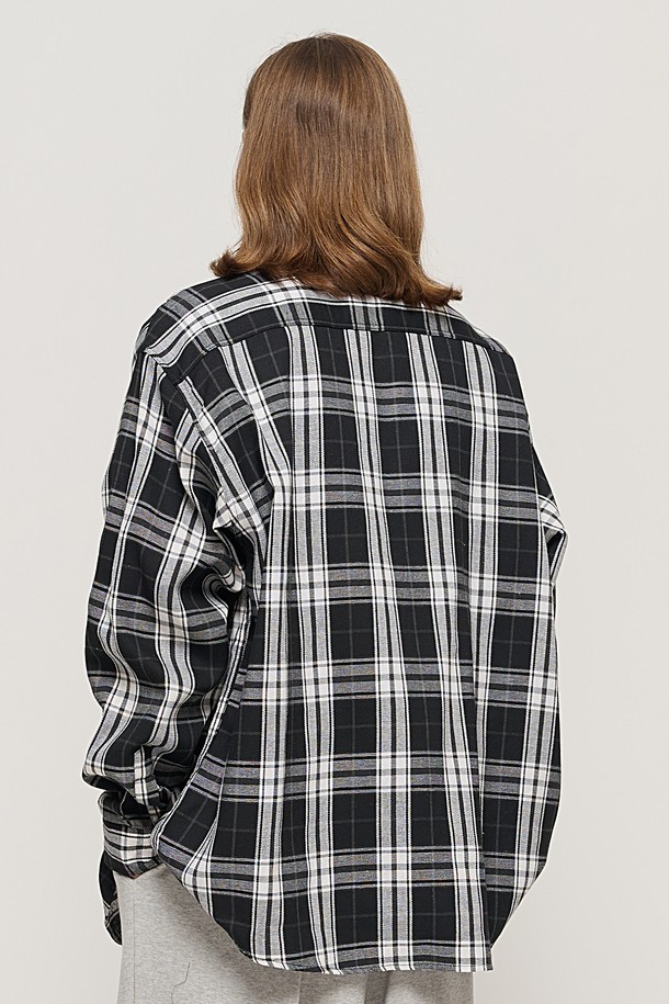 CARGOBROS - 긴팔셔츠 - RETRO COTTON OVERSIZED CHECK SHIRT (BLACK)